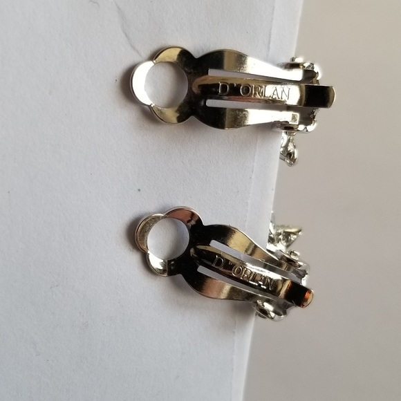 Vintage earrings D'Orlan clip on silver tone spike spiky marcasite - Picture 11 of 12